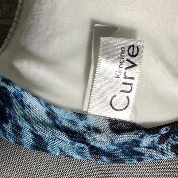 Kimcine Curve - Sz S - high leg sexy bodysuit mesh with electric blue pattern - Picture 4 of 9